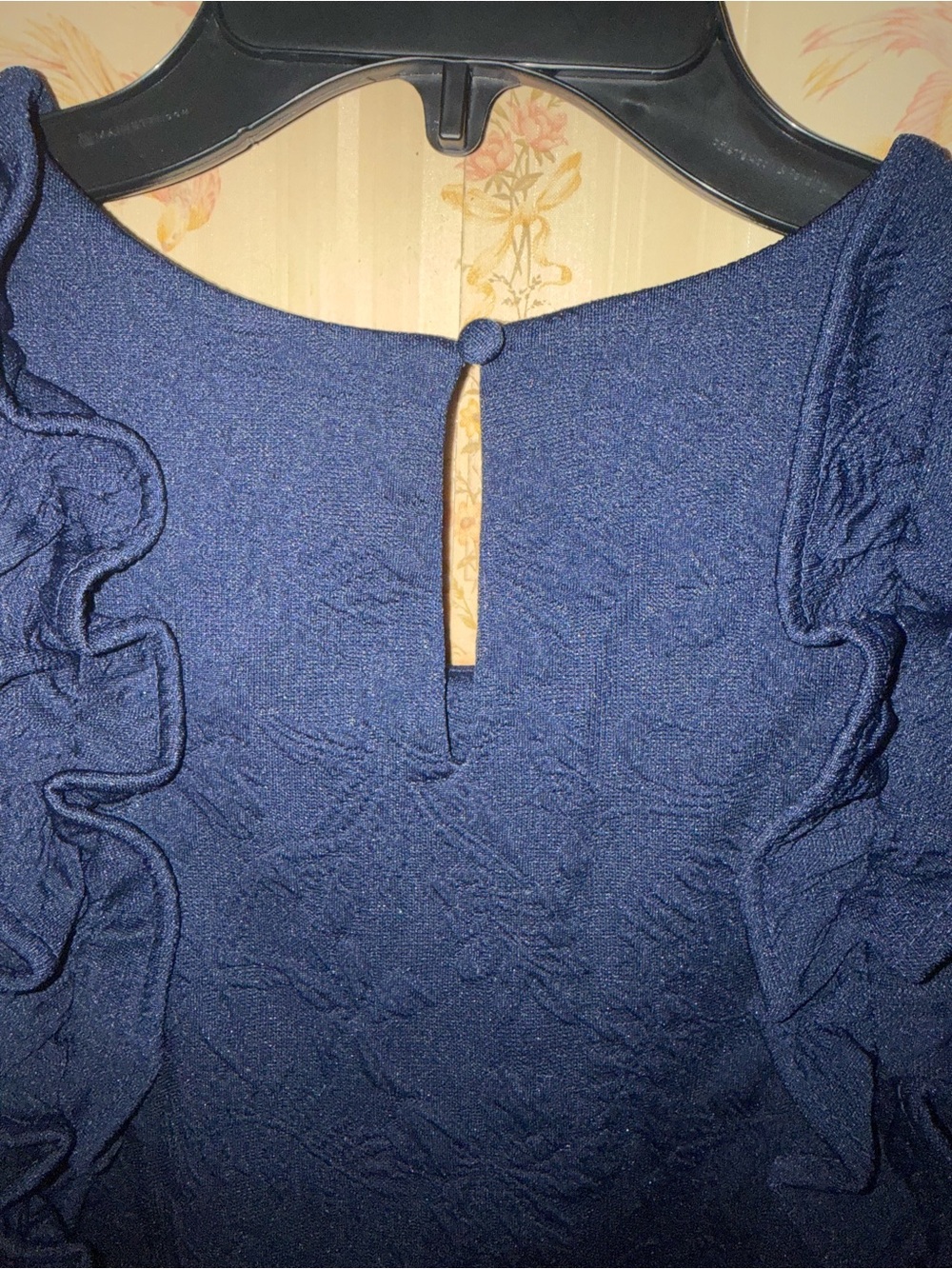 crown & ivy Navy Ruffle-Shoulder Mini Dress - Picture 6 of 8